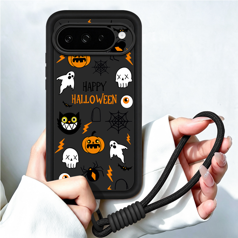 Google Pixel 9 - غطاء هاتف بتصميم كرتوني لعيد الهالوين،