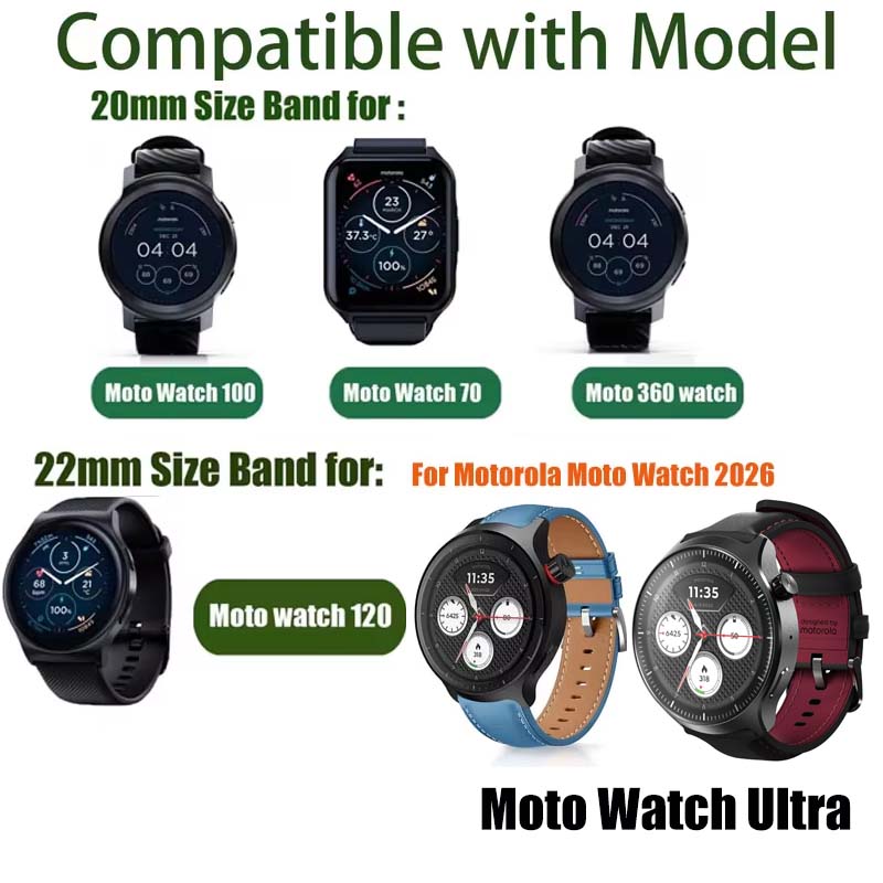 سوار ساعة بعرض 20 مم و22 مم لس - مراجعة Motorola Smartwatch Accessories وسعره
